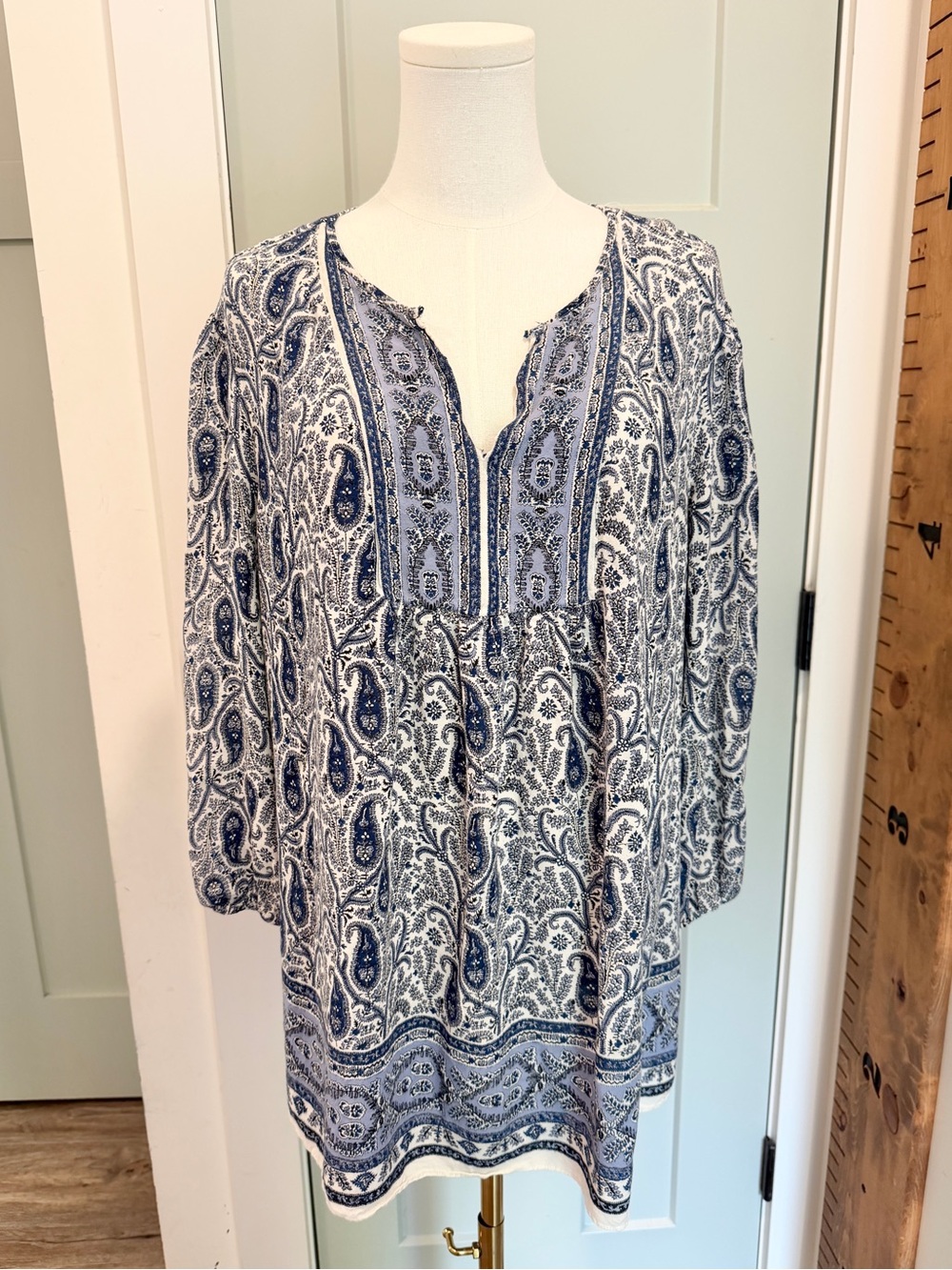 Max Studio Woman Paisley Blouse Top 3X Rayon Boho Coastal
